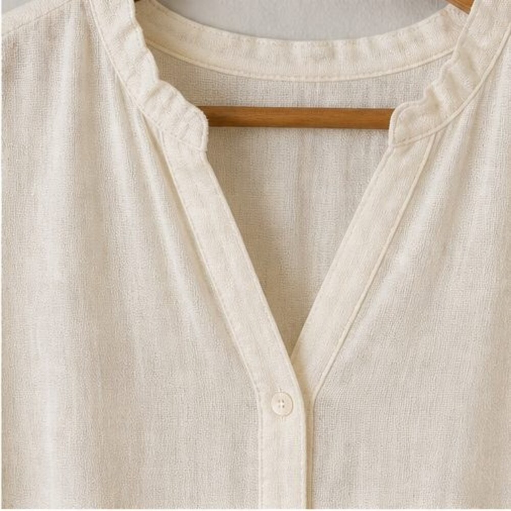Cream Ruffle Blouse - Picture 4 of 6